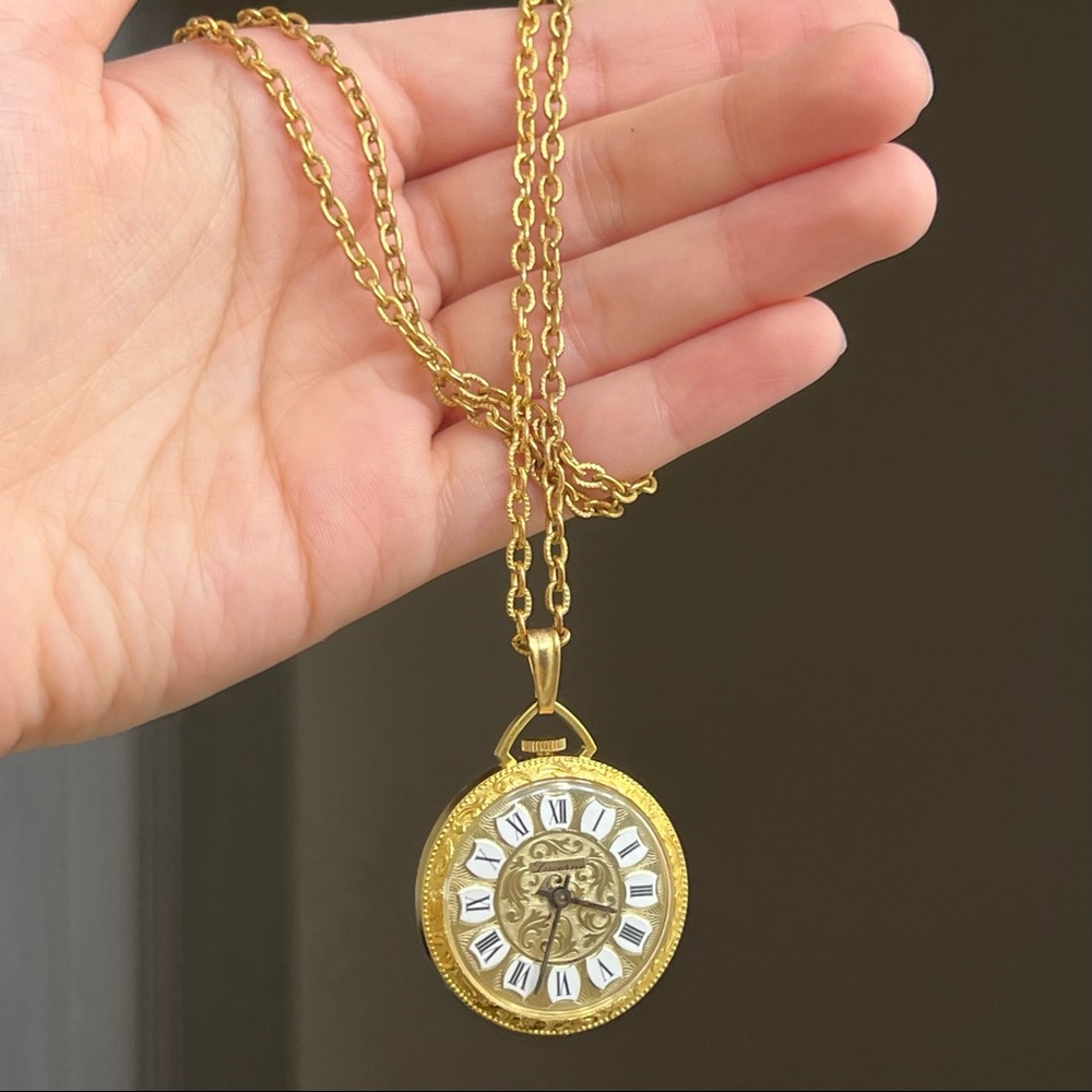 Lucerne Gold Pocket Watch Necklace - Picture 2 of 5
